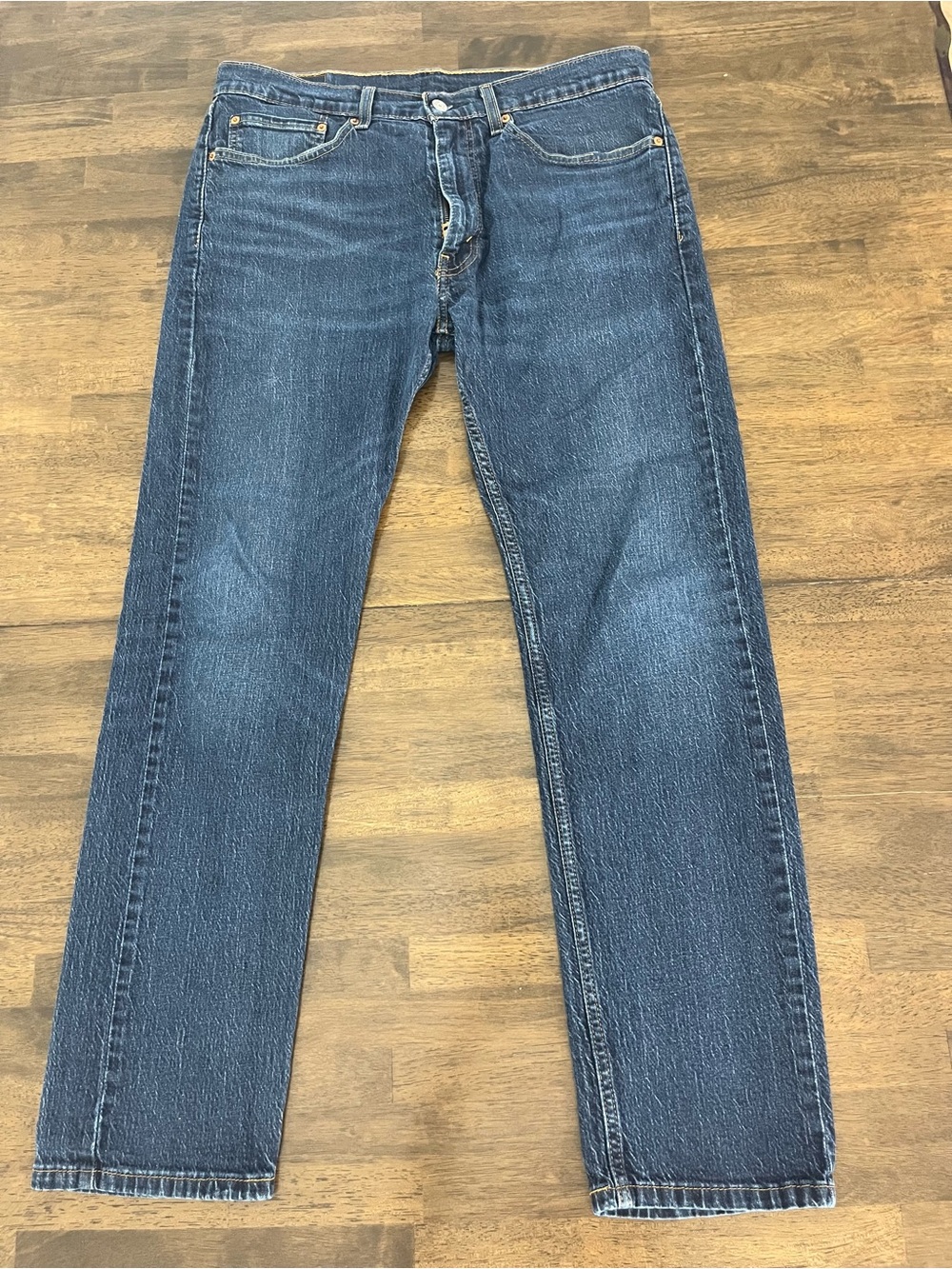 Levis Mens Dark Blue Straight Leg Blue Jeans Size 34 32 Denim Cotton Classic